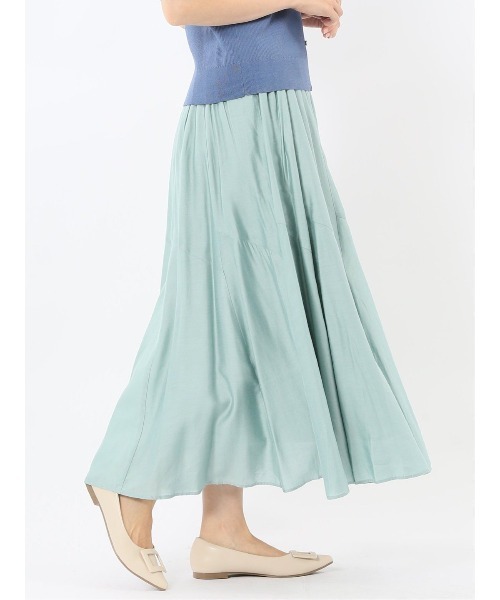 m.f.editorial(エムエフエディトリアル)の「【ハンドウォッシャブル】m.f.エディトリアル レディース シルキーローン タックギャザースカート(スカート・レディース・グレー系その他2/ベージュ/ライトグリーン/サックスブルー・MEDIUM)」の20枚目の写真