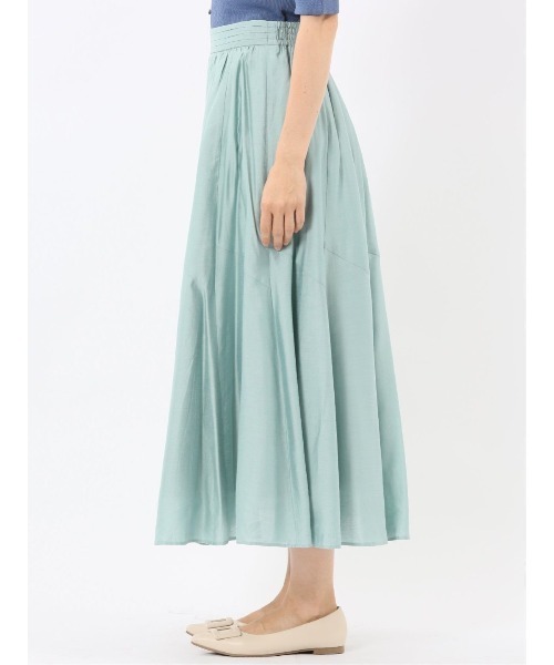 m.f.editorial(エムエフエディトリアル)の「【ハンドウォッシャブル】m.f.エディトリアル レディース シルキーローン タックギャザースカート(スカート・レディース・グレー系その他2/ベージュ/ライトグリーン/サックスブルー・MEDIUM)」の12枚目の写真