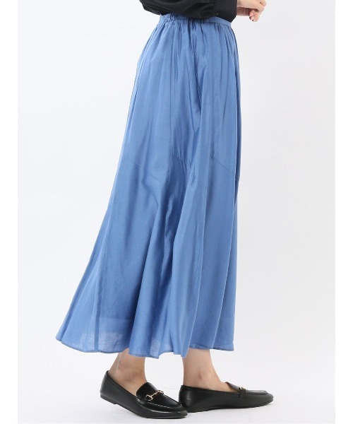 m.f.editorial(エムエフエディトリアル)の「【ハンドウォッシャブル】m.f.エディトリアル レディース シルキーローン タックギャザースカート(スカート・レディース・グレー系その他2/ベージュ/ライトグリーン/サックスブルー・MEDIUM)」の8枚目の写真