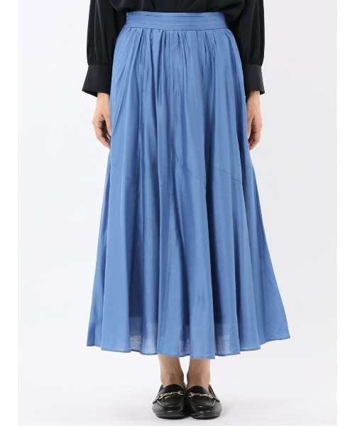 m.f.editorial(エムエフエディトリアル)の「【ハンドウォッシャブル】m.f.エディトリアル レディース シルキーローン タックギャザースカート(スカート・レディース・グレー系その他2/ベージュ/ライトグリーン/サックスブルー・MEDIUM)」の10枚目の写真