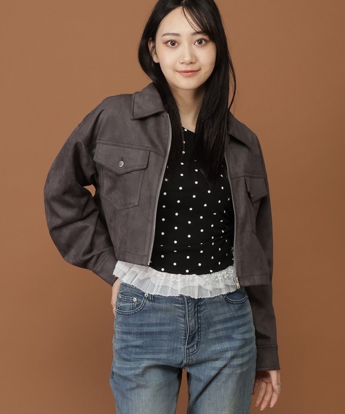 3.3 Field Trip （3.3フィールドトリップ）の「3.3 Field Trip／ポケット付きスエードジャケット（ブルゾン・レディース・キャメル/チャコール・FREE）」の17枚目の写真