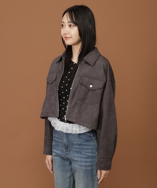3.3 Field Trip （3.3フィールドトリップ）の「3.3 Field Trip／ポケット付きスエードジャケット（ブルゾン・レディース・キャメル/チャコール・FREE）」の22枚目の写真