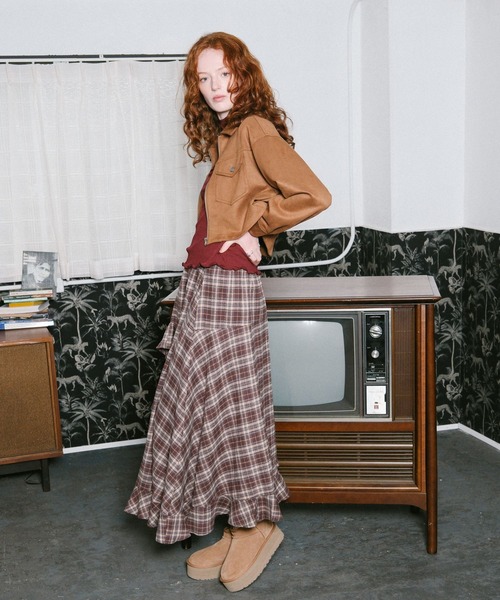 3.3 Field Trip （3.3フィールドトリップ）の「3.3 Field Trip／ポケット付きスエードジャケット（ブルゾン・レディース・キャメル/チャコール・FREE）」の5枚目の写真