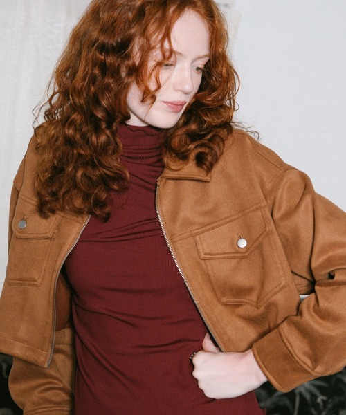 3.3 Field Trip （3.3フィールドトリップ）の「3.3 Field Trip／ポケット付きスエードジャケット（ブルゾン・レディース・キャメル/チャコール・FREE）」の11枚目の写真