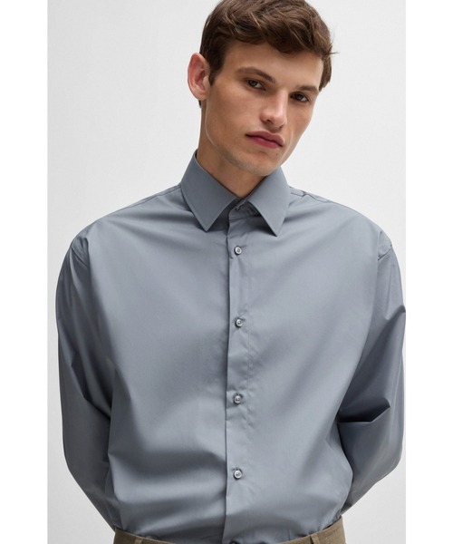 BOSS(ボス)の「レギュラーフィットシャツ コットンポプリン(シャツ/ブラウス・メンズ・グレー/ブラウン・S/M/XS/L)」の4枚目の写真