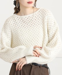 起毛メッシュショートニット