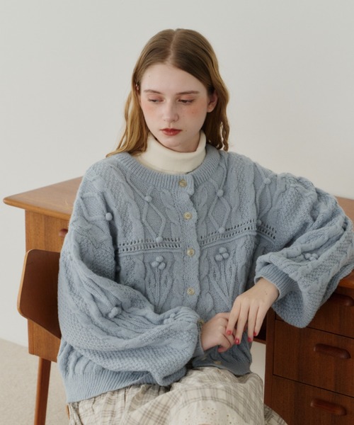 idem（イデム）の「popcorn cable knit cardigan / ポップコーン