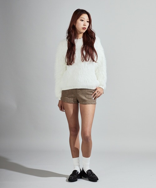 Chick(チック)の「Tweed-Style Wool Hot Pants / ツイード風 ウールホットパンツ(その他パンツ・レディース・カーキ/チャコール・FREE)」の19枚目の写真