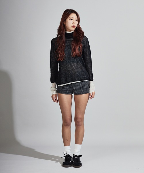 Chick(チック)の「Tweed-Style Wool Hot Pants / ツイード風 ウールホットパンツ(その他パンツ・レディース・カーキ/チャコール・FREE)」の5枚目の写真