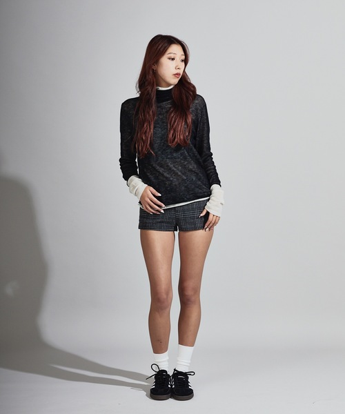 Chick(チック)の「Tweed-Style Wool Hot Pants / ツイード風 ウールホットパンツ(その他パンツ・レディース・カーキ/チャコール・FREE)」の6枚目の写真