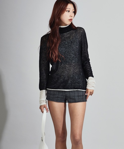 Chick(チック)の「Tweed-Style Wool Hot Pants / ツイード風 ウールホットパンツ(その他パンツ・レディース・カーキ/チャコール・FREE)」の8枚目の写真