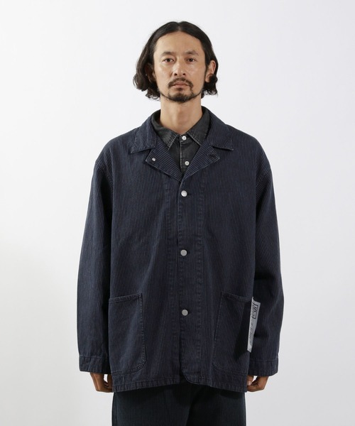 BAYFLOW（ベイフロー）の「【SMITH'S×BAYFLOW】別注ヒッコリージャケット（カバーオール・メンズ・ネイビー・MEDIUM/LARGE）」の6枚目の写真