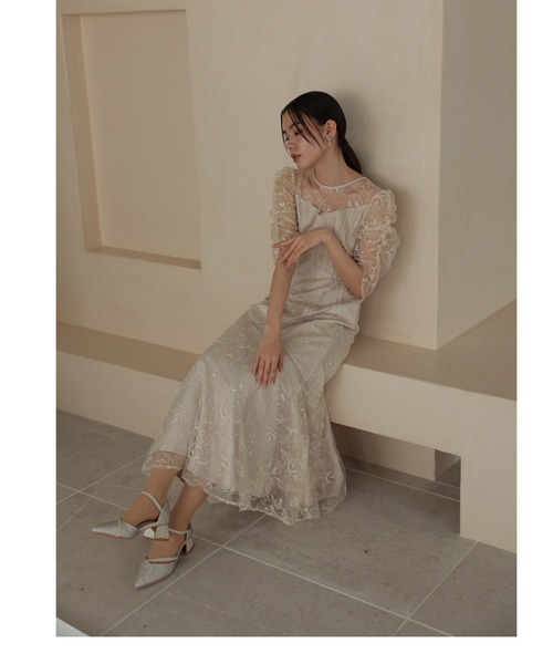 Cupid Heart(キューピッドハート)の「【Cupid Heart】結婚式用!フローラルレイヤードチュール ドレス(ドレス・レディース・ブラック/ベージュ/ブラウン・MEDIUM)」の3枚目の写真