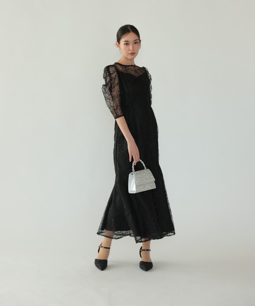 Cupid Heart(キューピッドハート)の「【Cupid Heart】結婚式用!フローラルレイヤードチュール ドレス(ドレス・レディース・ブラック/ベージュ/ブラウン・MEDIUM)」の2枚目の写真