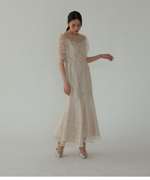 Cupid Heart(キューピッドハート)の「【Cupid Heart】結婚式用!フローラルレイヤードチュール ドレス(ドレス・レディース・ブラック/ベージュ/ブラウン・MEDIUM)」の9枚目の写真