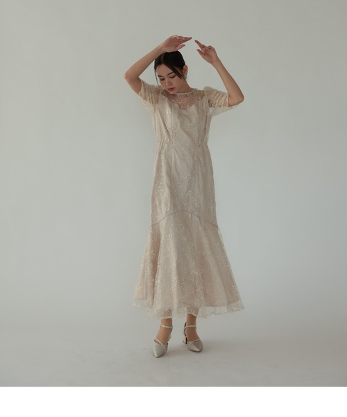 Cupid Heart(キューピッドハート)の「【Cupid Heart】結婚式用!フローラルレイヤードチュール ドレス(ドレス・レディース・ブラック/ベージュ/ブラウン・MEDIUM)」の7枚目の写真