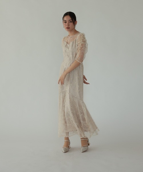 Cupid Heart(キューピッドハート)の「【Cupid Heart】結婚式用!フローラルレイヤードチュール ドレス(ドレス・レディース・ブラック/ベージュ/ブラウン・MEDIUM)」の5枚目の写真