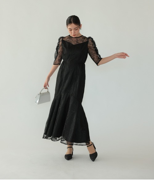 Cupid Heart(キューピッドハート)の「【Cupid Heart】結婚式用!フローラルレイヤードチュール ドレス(ドレス・レディース・ブラック/ベージュ/ブラウン・MEDIUM)」の12枚目の写真