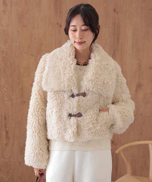 SUWDEE(スーディー)の「big collar boa short coat(その他アウター・レディース・ベージュ/ブラウン・FREE)」の1枚目の写真