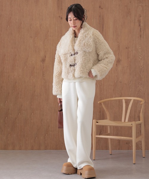 SUWDEE(スーディー)の「big collar boa short coat(その他アウター・レディース・ベージュ/ブラウン・FREE)」の9枚目の写真