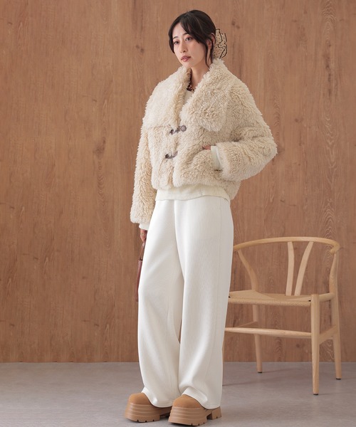 SUWDEE(スーディー)の「big collar boa short coat(その他アウター・レディース・ベージュ/ブラウン・FREE)」の10枚目の写真