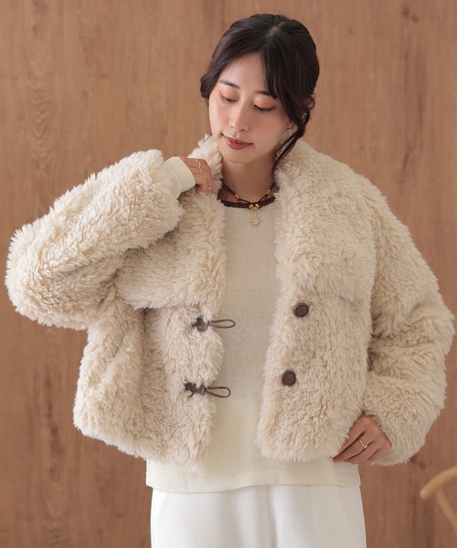 SUWDEE(スーディー)の「big collar boa short coat(その他アウター・レディース・ベージュ/ブラウン・FREE)」の11枚目の写真