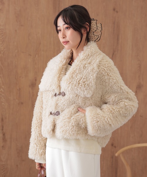 SUWDEE(スーディー)の「big collar boa short coat(その他アウター・レディース・ベージュ/ブラウン・FREE)」の12枚目の写真