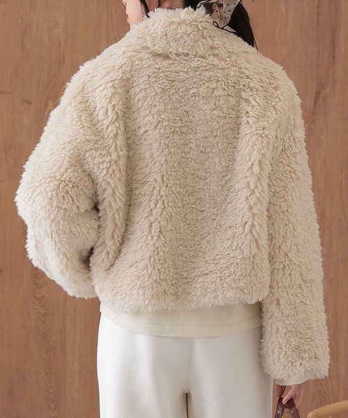 SUWDEE(スーディー)の「big collar boa short coat(その他アウター・レディース・ベージュ/ブラウン・FREE)」の14枚目の写真