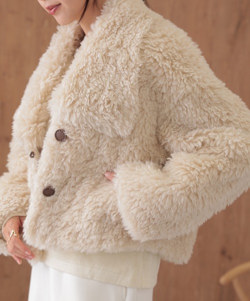 SUWDEE(スーディー)の「big collar boa short coat(その他アウター・レディース・ベージュ/ブラウン・FREE)」の16枚目の写真