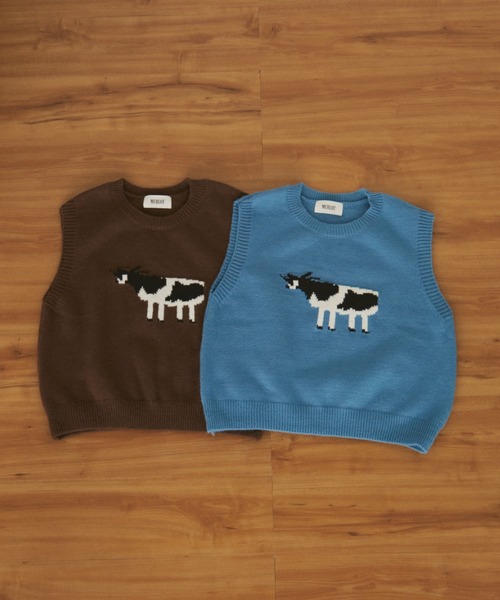 MERLOT(メルロー)の「アニマルジャガードニットベスト(ベスト・レディース・ブラウン/ブルー・FREE)」の3枚目の写真