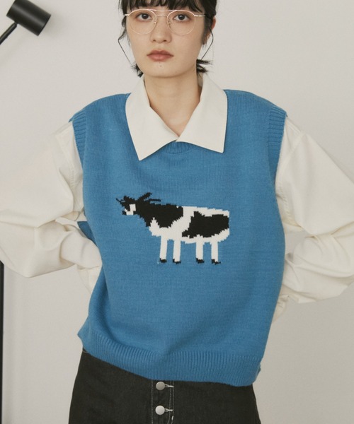 アニマルジャガードニットベスト（ベスト）｜MERLOT（メルロー）の