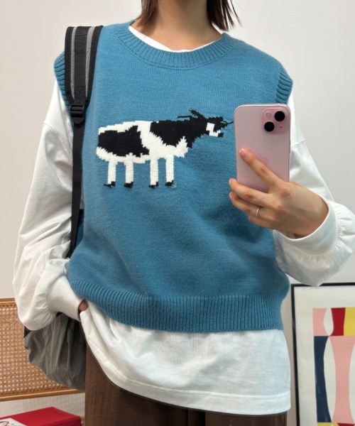 アニマルジャガードニットベスト（ベスト）｜MERLOT（メルロー）の