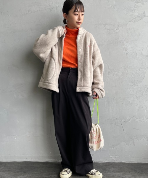 DANTON/ダントン] スタンドカラー ダブルフェイスボアフリース