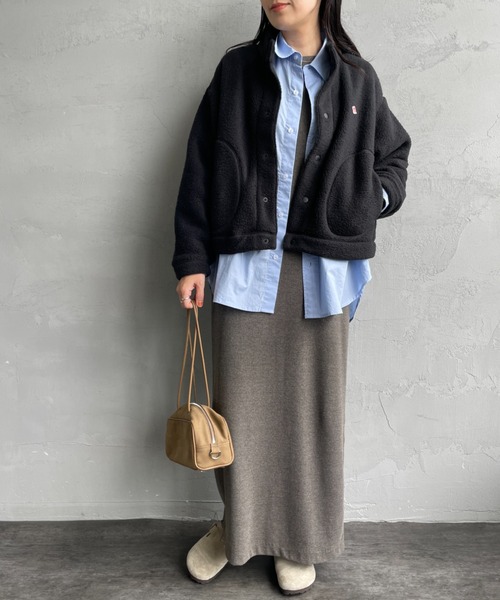 DANTON/ダントン] スタンドカラー ダブルフェイスボアフリース