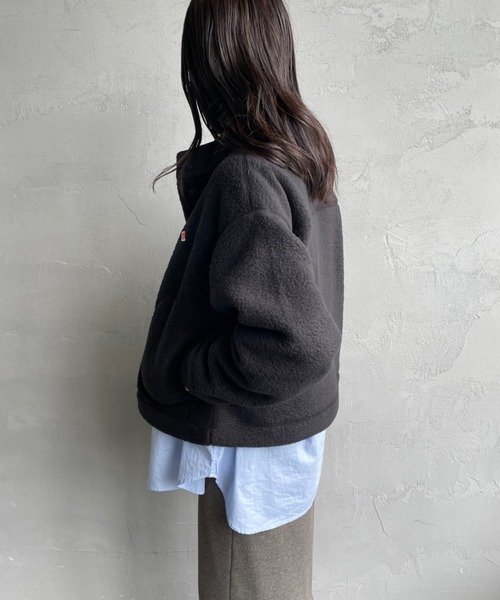 DANTON（ダントン）の「[DANTON/ダントン] スタンドカラー ダブルフェイスボアフリースカーディガン（ブルゾン・レディース・ブラック/チャコールグレー/ベージュ・S/M）」の10枚目の写真