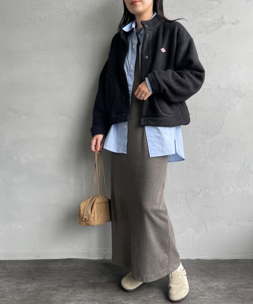 DANTON（ダントン）の「[DANTON/ダントン] スタンドカラー ダブルフェイスボアフリースカーディガン（ブルゾン・レディース・ブラック/チャコールグレー/ベージュ・S/M）」の12枚目の写真