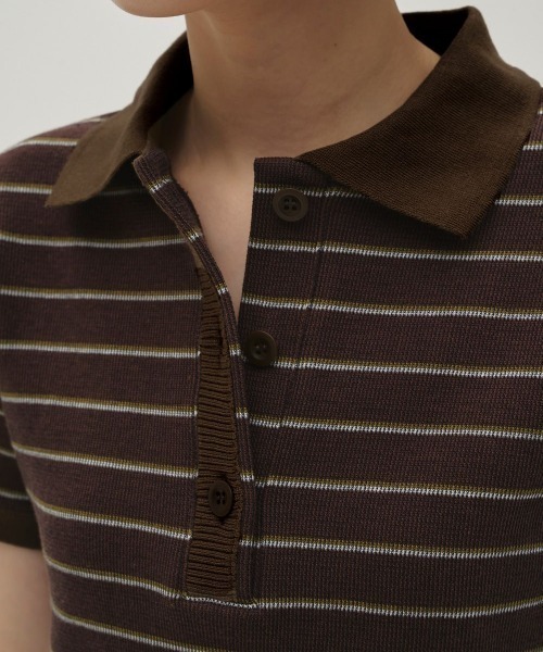 TODAYFUL(トゥデイフル)の「【TODAYFUL/トゥデイフル】Border Polo Tops/ボーダーポロトップス(ポロシャツ・レディース・チョコ/チャコールグレー・FREE)」の11枚目の写真