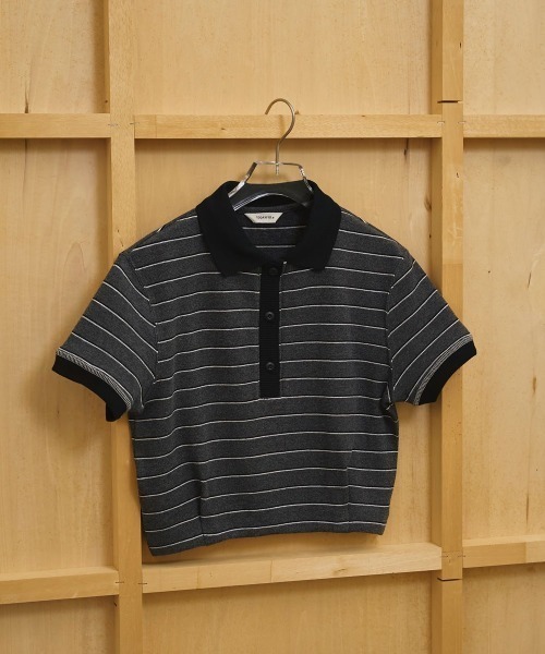 TODAYFUL(トゥデイフル)の「【TODAYFUL/トゥデイフル】Border Polo Tops/ボーダーポロトップス(ポロシャツ・レディース・チョコ/チャコールグレー・FREE)」の6枚目の写真