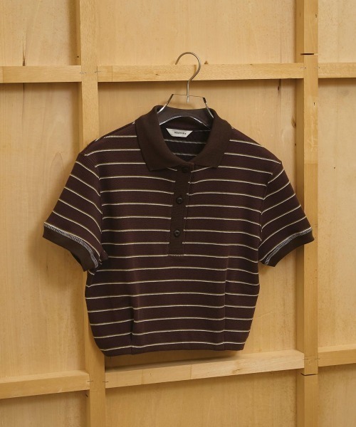 TODAYFUL(トゥデイフル)の「【TODAYFUL/トゥデイフル】Border Polo Tops/ボーダーポロトップス(ポロシャツ・レディース・チョコ/チャコールグレー・FREE)」の7枚目の写真