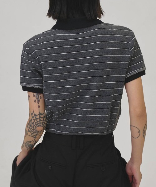TODAYFUL(トゥデイフル)の「【TODAYFUL/トゥデイフル】Border Polo Tops/ボーダーポロトップス(ポロシャツ・レディース・チョコ/チャコールグレー・FREE)」の15枚目の写真