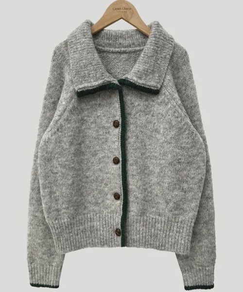 HALEY PESCA（ヘーリーペスカ）の「HALEY PESCA/襟付き　バイカラーフレンチニットカーディガン（カーディガン/ボレロ・レディース・ネイビー/グレー/アイボリー・FREE）」の9枚目の写真