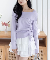 ニット/セーター（パープル/紫色系・スクエアネック