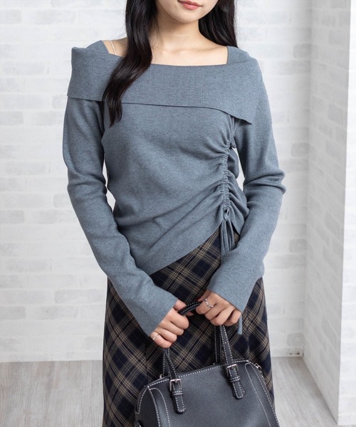 clear（クリア）の「サイドドロスト長袖ニットトップス［大人 カジュアル 着回し力抜群］≪AW新作≫（ニット/セーター・レディース・ブラック/アイボリー/グレー/チャコールグレー/イエロー/ラベンダー/ボルドー/ブラウン/ピンク・F）」の20枚目の写真