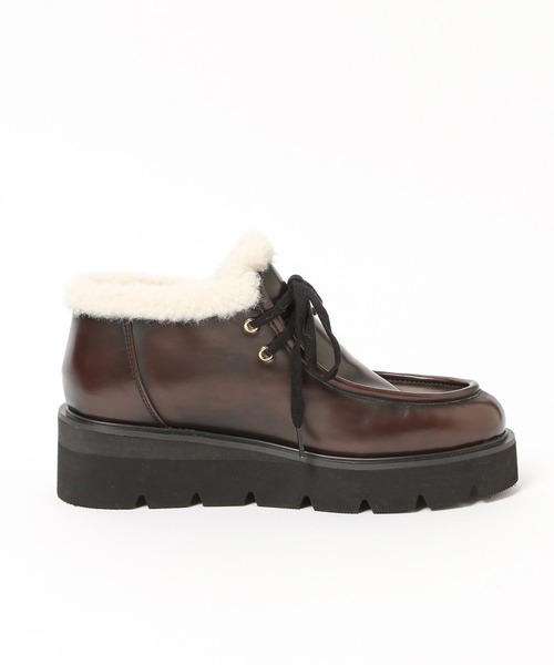 BAYFLOW（ベイフロー）の「[撥水加工・抗菌消臭機能付き]ボアアンクルブーツ（ブーツ・レディース・ダークブラウン/ベージュ系・MEDIUM/LARGE）」の4枚目の写真