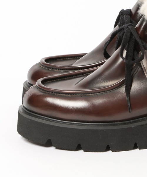 BAYFLOW（ベイフロー）の「[撥水加工・抗菌消臭機能付き]ボアアンクルブーツ（ブーツ・レディース・ダークブラウン/ベージュ系・MEDIUM/LARGE）」の9枚目の写真