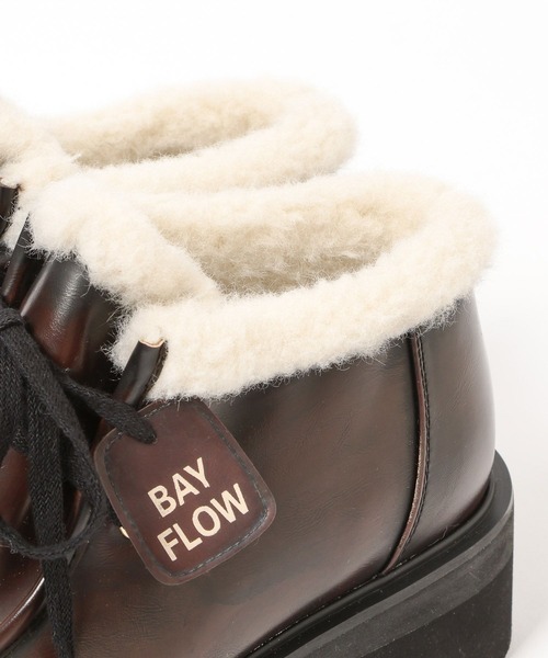 BAYFLOW（ベイフロー）の「[撥水加工・抗菌消臭機能付き]ボアアンクルブーツ（ブーツ・レディース・ダークブラウン/ベージュ系・MEDIUM/LARGE）」の11枚目の写真
