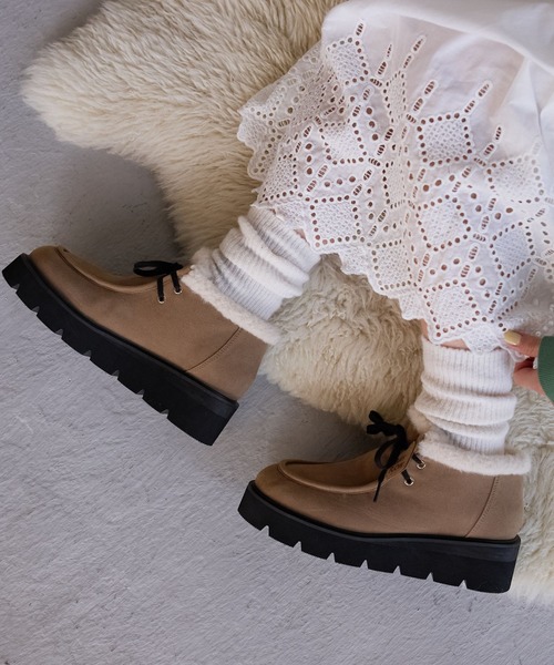 BAYFLOW（ベイフロー）の「[撥水加工・抗菌消臭機能付き]ボアアンクルブーツ（ブーツ・レディース・ダークブラウン/ベージュ系・MEDIUM/LARGE）」の18枚目の写真