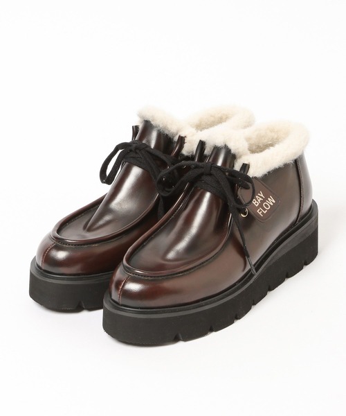 BAYFLOW（ベイフロー）の「[撥水加工・抗菌消臭機能付き]ボアアンクルブーツ（ブーツ・レディース・ダークブラウン/ベージュ系・MEDIUM/LARGE）」の17枚目の写真