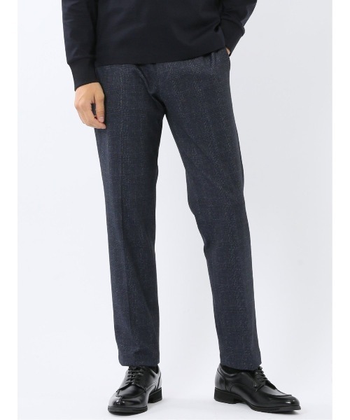 TAKA-Q(タカキュー)の「【ストレッチ イージーケア】タカキュー TechMove ノータック ビジネスパンツ チェック紺(セットアップ可能)(スーツパンツ・メンズ・ネイビー・X-LARGE/LARGE/MEDIUM/S/3L)」の1枚目の写真