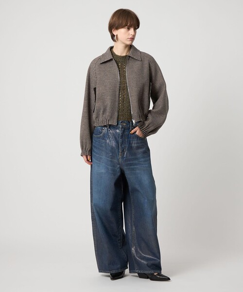 ASTRAET（アストラット）の「＜ASTRAET＞ハウンドトゥース ステンカラー ジップブルゾン（その他アウター・レディース・ブラウン系・0/1）」の3枚目の写真